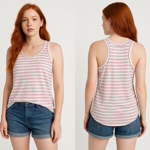 Ann Taylor LOFT White Red Striped Tank Top Women's M